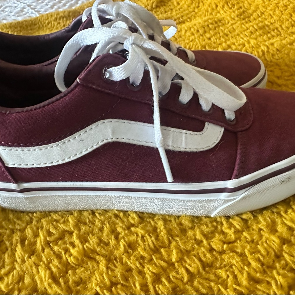 Vans Burgundy and White Sneakers